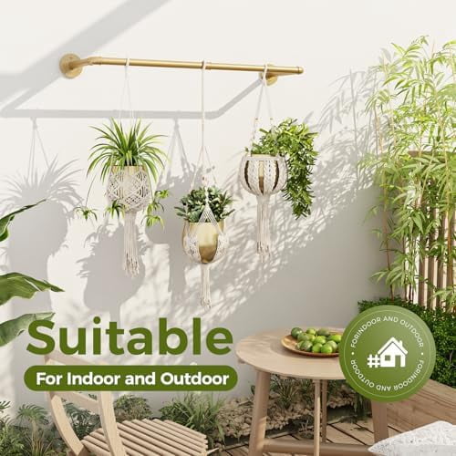 Hanging Planters for Indoor Plants Plant Hanger Indoor Hanging Plant Rod 36.2in Window Plant Shelves Metal Rod Pot/Chains Not Included (Gold)