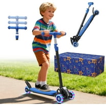 AEASKIEY Children's Scooter, Foldable Three Wheel Lean-to-Steer Scooter for Kids Ages 6-10, Heavy Duty Toddler Scooter, 3 Wheeled Scooter for Ages 6