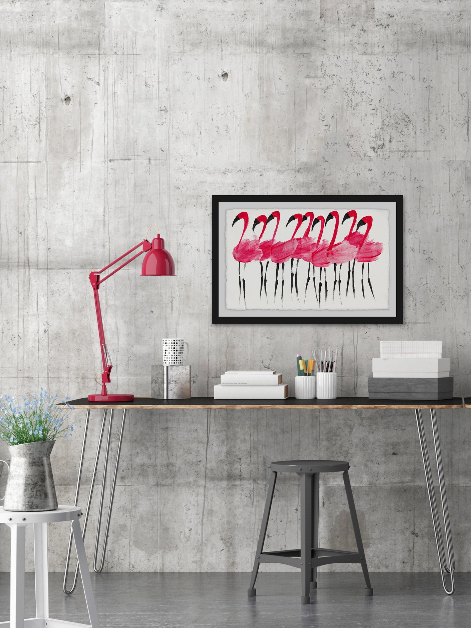 Fuschia Flamingo Framed Painting Print