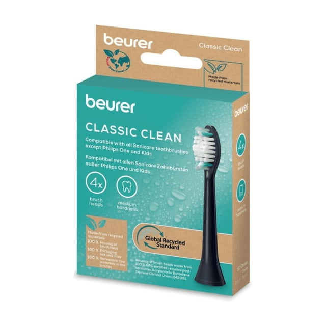 Paquete de 4 cabezales para limpieza clásica de repuesto para cepillo eléctrico Beurer