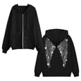 thumbnail image 6 of Trendfront Womens Rhinestone Angel Wings Graphic Hoodies Full Zip Long Sleeve Sparkle Back Print Casual Fall Jacket Tops, 6 of 6