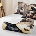 thumbnail image 4 of Erosebridal Spooky Gothic Crow Quilt King, Boho Rose Skull King Coverlet Set for Boys Girls, Sepia Black Blush, 3 Pieces 1 Bedspread and 2 Pillowcases, 4 of 7