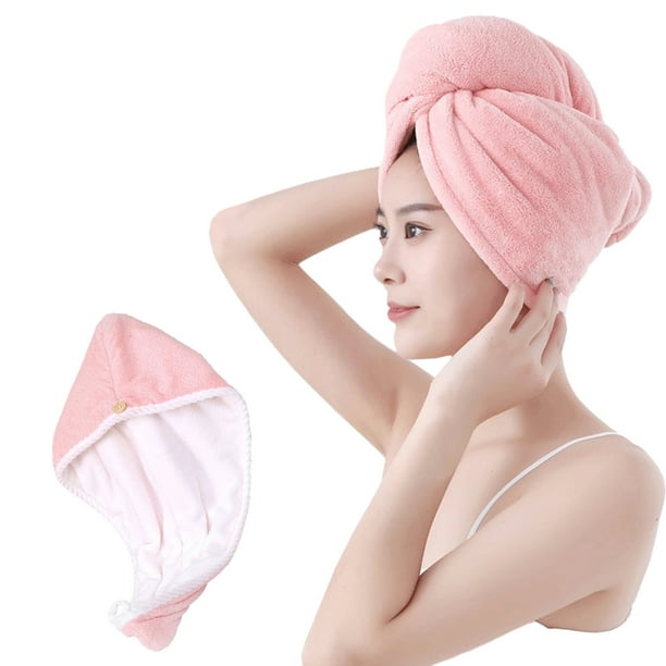 Fiudx Ofertas Relámpago toalla Para El Cabello Para Mujer, De Secado Rápido, Suave Y Absorbente, 10 X 26 Pulgadas, toallas Para Envolver El Cabello Con Doble Botón, Turbantes Para El Cabello Rizado,