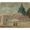 thumbnail image 2 of Tadeusz Makowski 14x12 Black Ornate Wood Framed Double Matted Museum Art Print Titled: Small Village Church (Breuilpont) (1926), 2 of 5