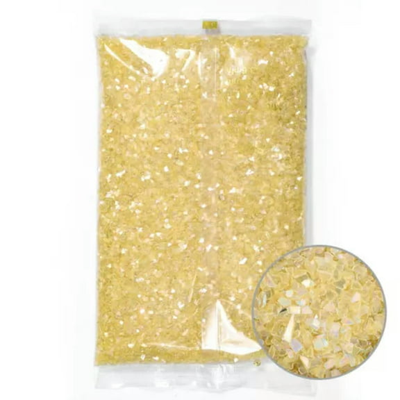 U8MO 45 Gram Crushed Irregular Glass Crystal Thnin Chips Craft Nail Art   Storag Box-Yellow