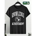 thumbnail image 3 of Whichone Men's Short Sleeve T-Shirt with "Knowledge Achievement" Graphic Black, 3 of 7