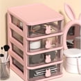thumbnail image 3 of Multi Tier Transparent Plastic Desk Storage Box with Bunny Handle, Large Capacity Small Drawer Organizer for Office and School Supplies, 3 of 8