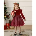 thumbnail image 3 of SANMIO Toddler Christmas Dress Girls Long Sleeve Little Girl Dresses Velvet Sequin Tutu Holiday Party Fall Winter 18M-6Y, 3 of 14