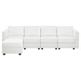 thumbnail image 3 of Naomi Home Sarah Contemporary DIY Sofa Collection-Color:White,Fabric:Air Leather,Style:4 Piece Modular Sectional with Ottoman, 3 of 10