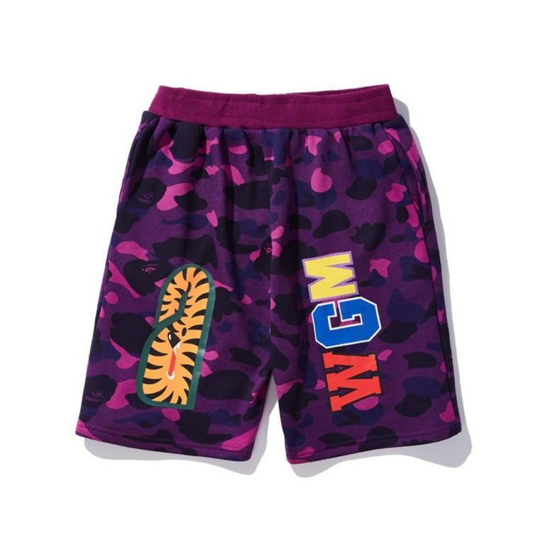 BAPE Shorts A Bathing Ape Shark Camo Head Sweatpants Casual Cotton Elastic Jogger Gym Active with Pocket Walmart