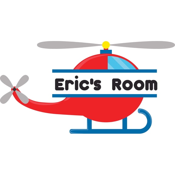 Helicopter Helicopters Plane Customized Wall Decal - Custom Vinyl Wall Art - Personalized Name - Baby Girls Boys Kids Nursery Bedroom Wall Decal Room Decor Wall Stickers Decoration Size (15x30 inch)