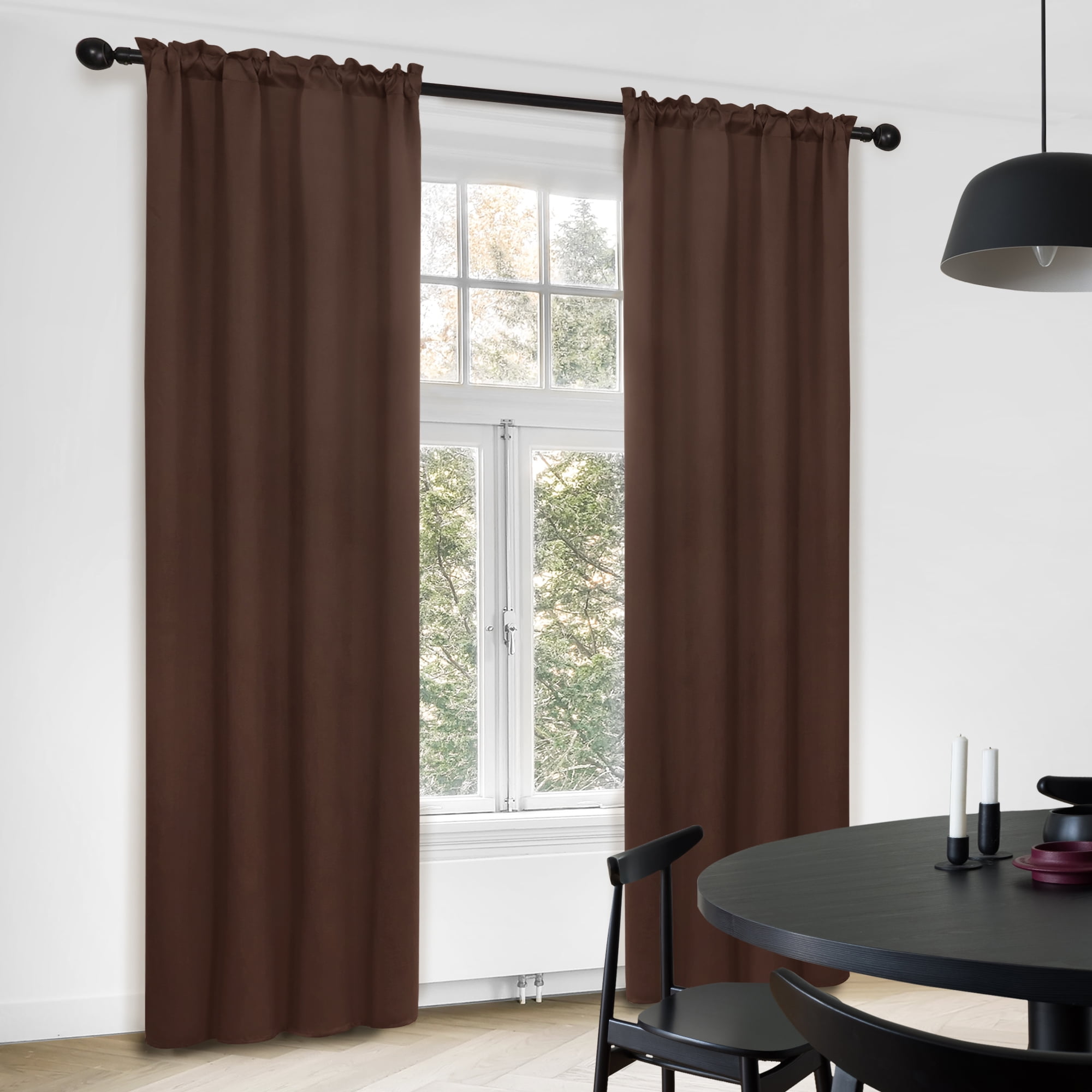 Deconovo Black Out Curtains for Bedroom 63 inches Long, 2 Panels, Thermal Insulated Rod Pocket Window Drapes, 38" x 63", Chocolate