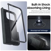Oupeigar for Google Pixel 9 Pro Fold Case,[with Magnetic,Screen Protector&Hinge Protector]Full Body Shockproof Leather Case-Black Gray
