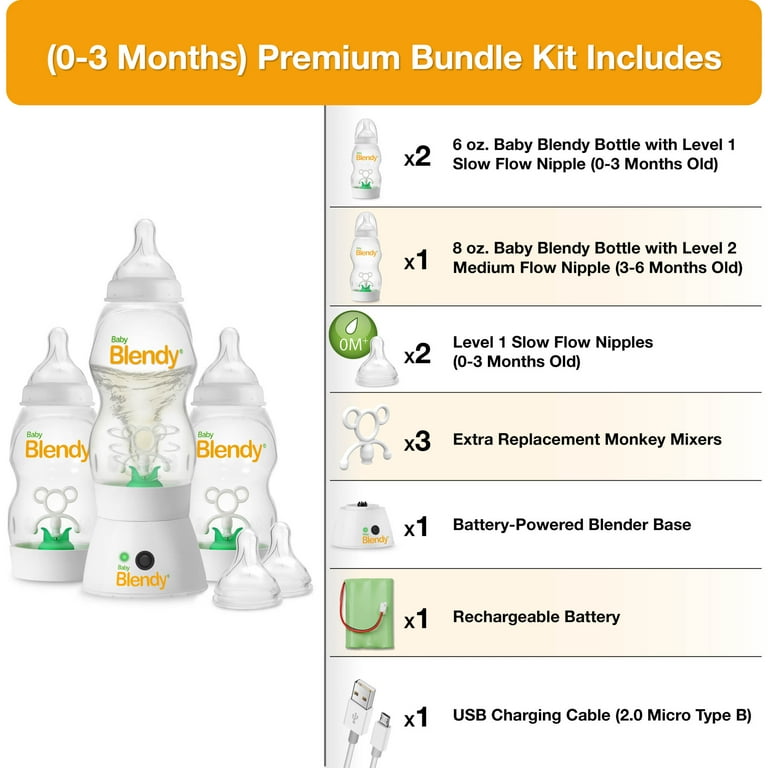 Baby Blendy Baby Bottles - Best Infant to Toddler Milk Feeding Containers  with Anti-Colic | Air Vent System - with Blender Mixer for Babies Newborns