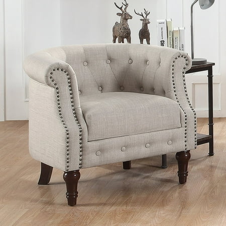 - Alton Furniture Da Vigo Tufted Barrel/Club Chair With Nailhead Trim Arms