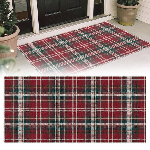 Area Rugs,Entry Rug Small Washable Indoor Outdoor Mats For Front Door Non Porch Rug Holiday Tartan Plaid Throw Rugs For Living Room Bedroom Entryway Kitchen Porch Decor