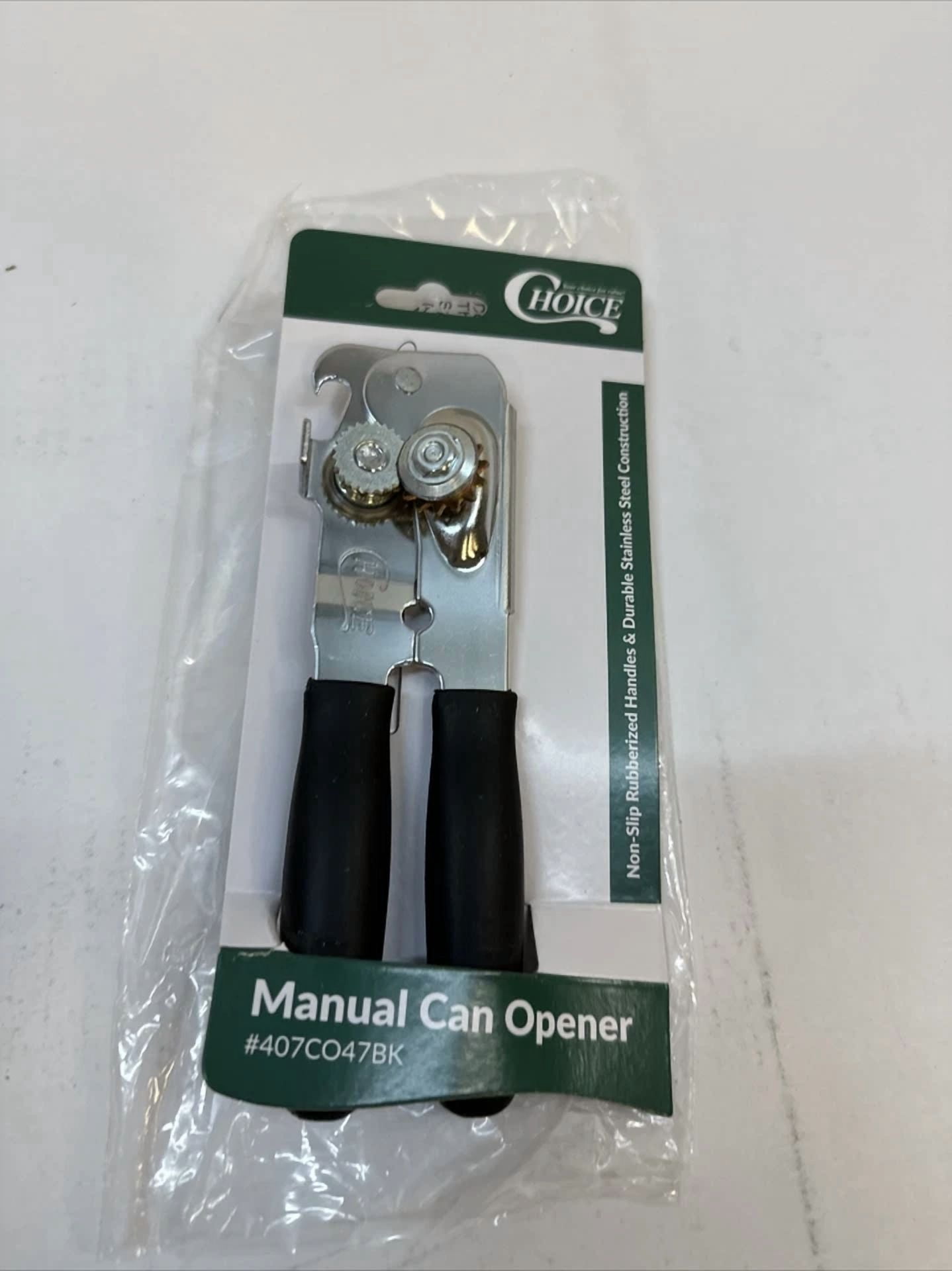 CRESTIN- Choice Manual Can Opener With Black Handle