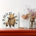 thumbnail image 2 of Bears with Leaves Flowers Wall Clock Square Silent Non Ticking Battery Operated Clock for Home Bathroom Kitchen Bedroom Living Room, 2 of 8