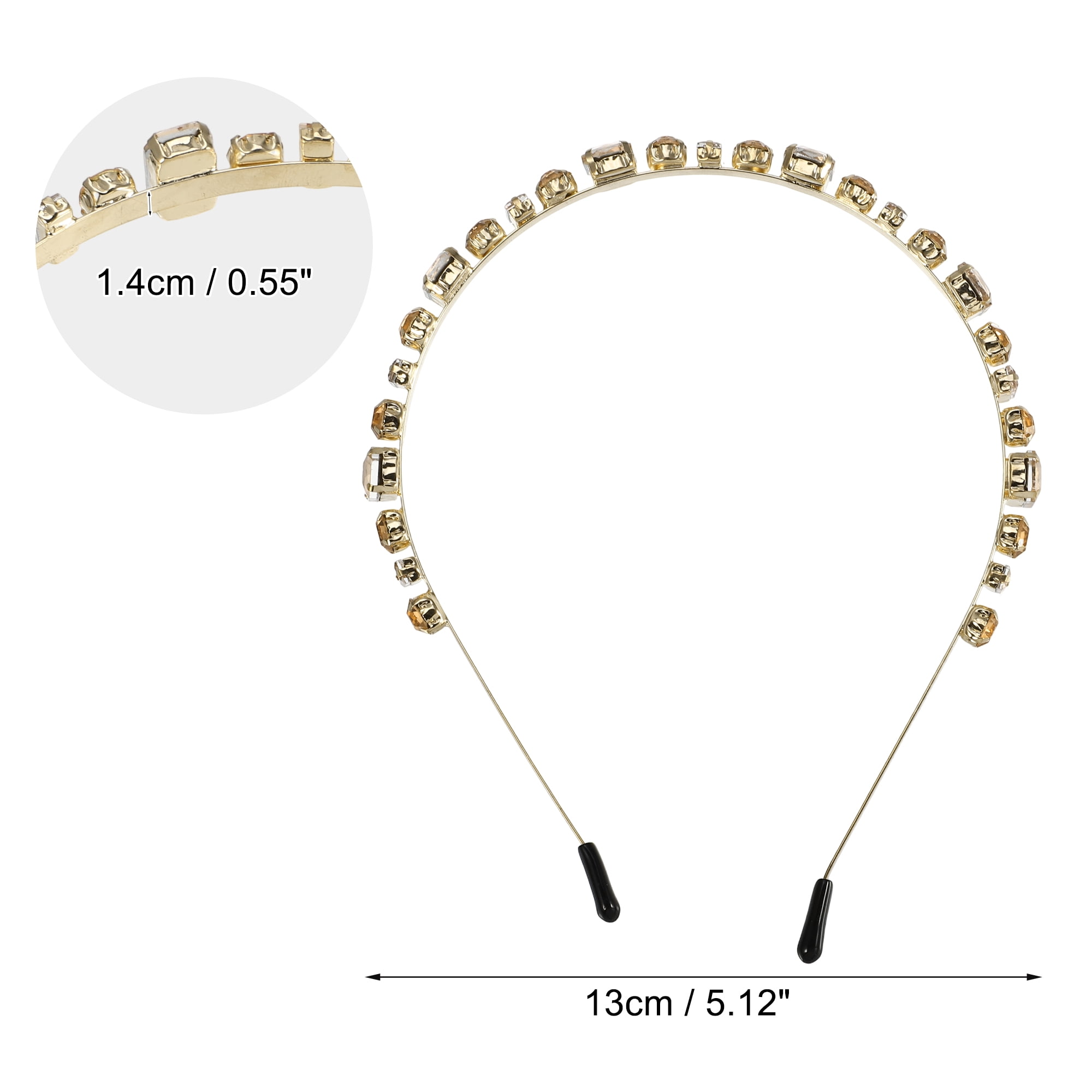 Unique Bargains Fashion Rhinestone Thin Head Bands Champagne
