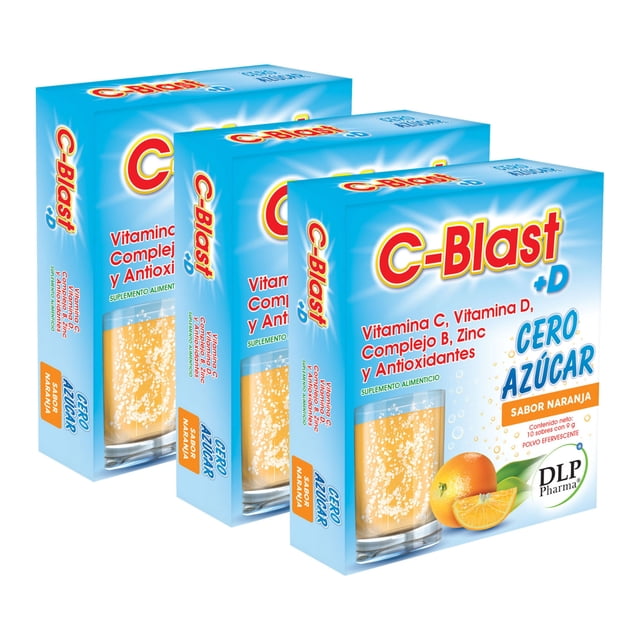 Kit C-Blast+d Cero Azúcar Vitamina C Y D, Complejo B Zinc Naranja (3 cajas)