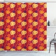 thumbnail image 1 of Monstera Leaf Shower Curtain, Exotic Plant Leaves with Warm Colored Background Hawaiian Foliage Silhouettes, Fabric Bathroom Set with Hooks, 69W X 84L Inches Extra Long, Multicolor, by Ambesonne, 1 of 3