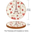 thumbnail image 3 of Valentine's Day 6PCS Round Microfiber Leather Coasters Set - 11x11 cm/4.3x4.3 in - Stylish Drink Mats for Home and Office - Your Table with High-Quality Beverage Coasters, 3 of 6