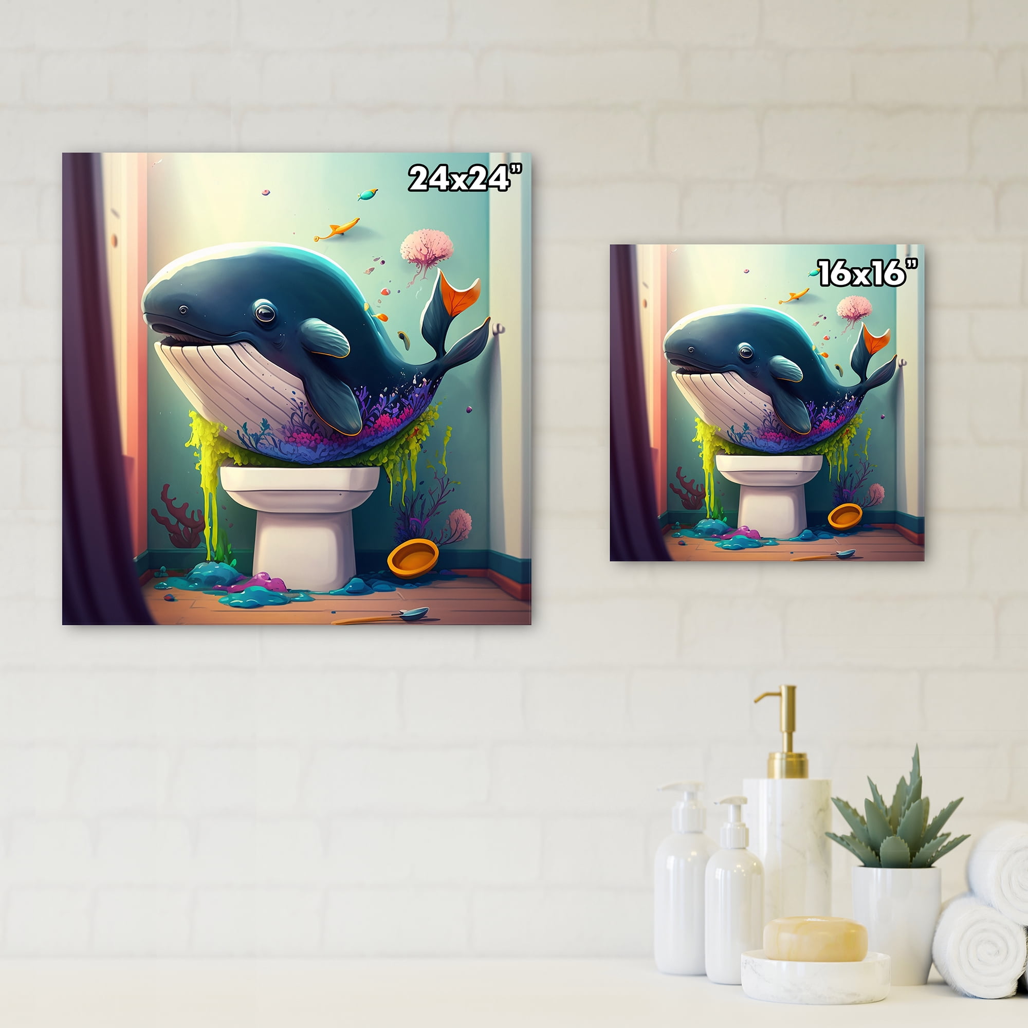 Designart Funny Whale Seating On The Throne Canvas Wall Art