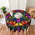 thumbnail image 5 of Colorful Mexican Floral Tablecloth Round Table Cover Washable Polyester Table Cloth for Kitchen Party Picnic Dining Decor 60 Inch, 5 of 6