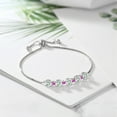 thumbnail image 3 of Gem Stone King 2.70 Ct Round Sky Blue Aquamarine Pink Sapphire 925 Sterling Silver Tennis Bracelet for Women, 3 of 3