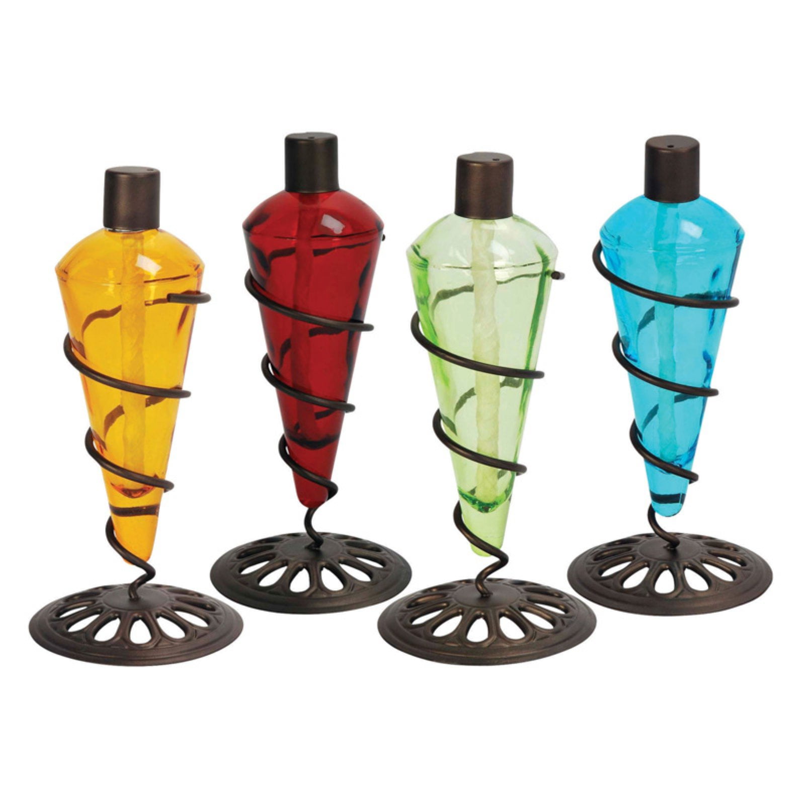 PSW Torches 11 in. Assorted Color Tabletop Tiki Torch 4 Pack