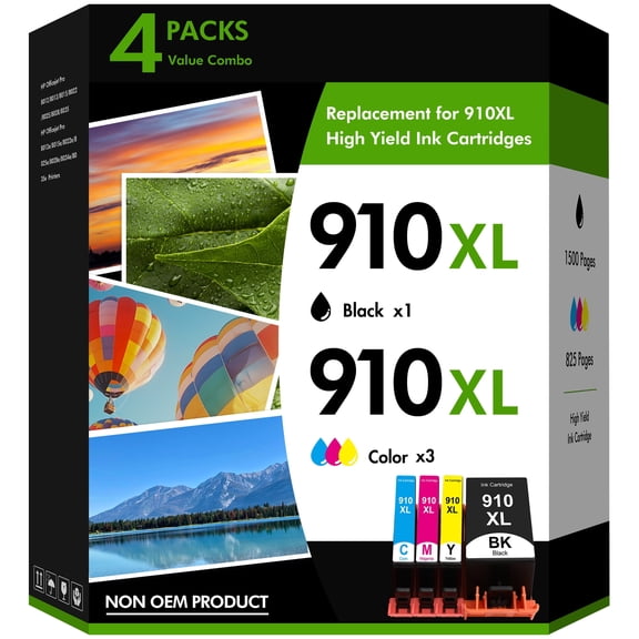 910XL Ink Cartridge Compatible with HP 910XL Ink Cartridges combo pack for OfficeJet Pro 8025 8025e 8020 8020e 8028 8035 8035e Printer (4-Pack)