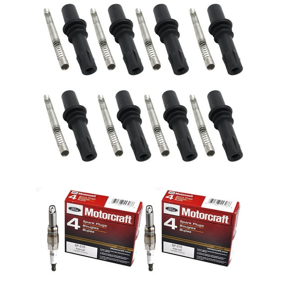 Set of 8 ISA Ignition Coil Boot & Motorcraft Spark Plugs  Compatible with 2005-2008 Ford Expedition 5.4L V8 Replacement for DG511 UF537