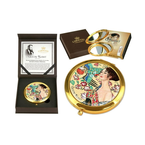 Gustav Klimt Lady with Fan Delicate Fancy Stylish Women Pocket Mirror Gifts for Any Occasion - 2.75 Inches Pocket Mirror