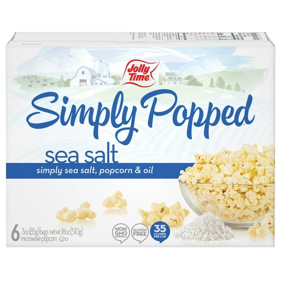 Jolly Time Simply Popped Sea Salt Microwave Popcorn 6PK