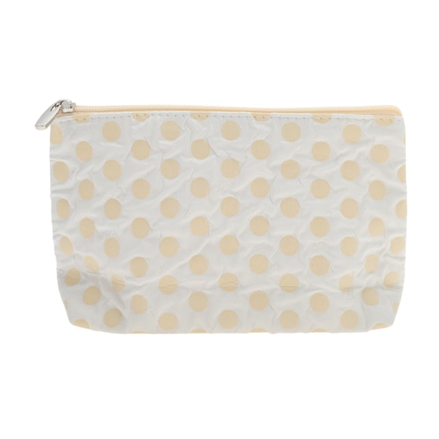 Bolsas de Maquillaje Rectangulares Planas Dots Convenientes 1 Pc para Viaje Pequeñas Blancas Amarillas de Poliéster