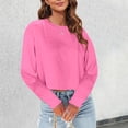 thumbnail image 2 of SNKSDGM Blouses à Manches Longues pour Femmes Grande Taille Hauts d'Entraînement à Manches Longues pour Femmes Grande Taille Mode Décontractée T-Shirt Court à Manches Longues Col Rond m, 2 of 5