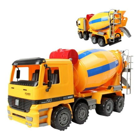 Construction Mixer Truck - Cement Mixer Construction Vehicle Powered by Friction For Kids Oversize Friction Cement Mixer Truck Construction Vehicle Toy for Kids