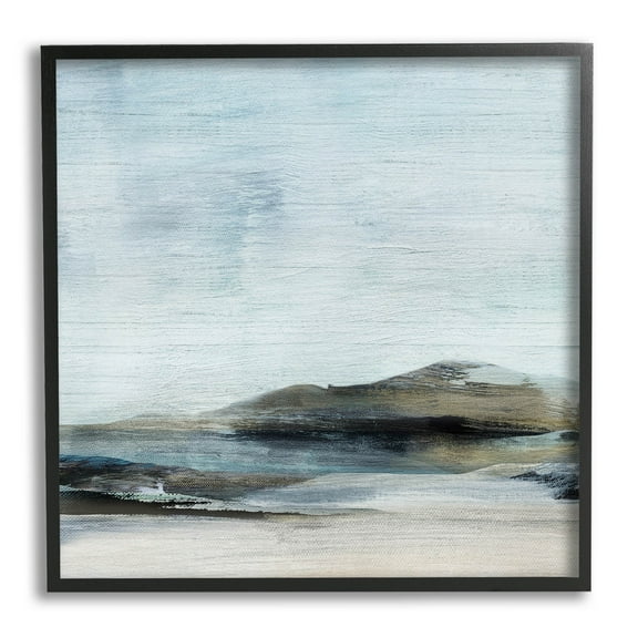 Abstract Rocky Beach Landscape Coastal Painting Black Framed Art Print Wall Art