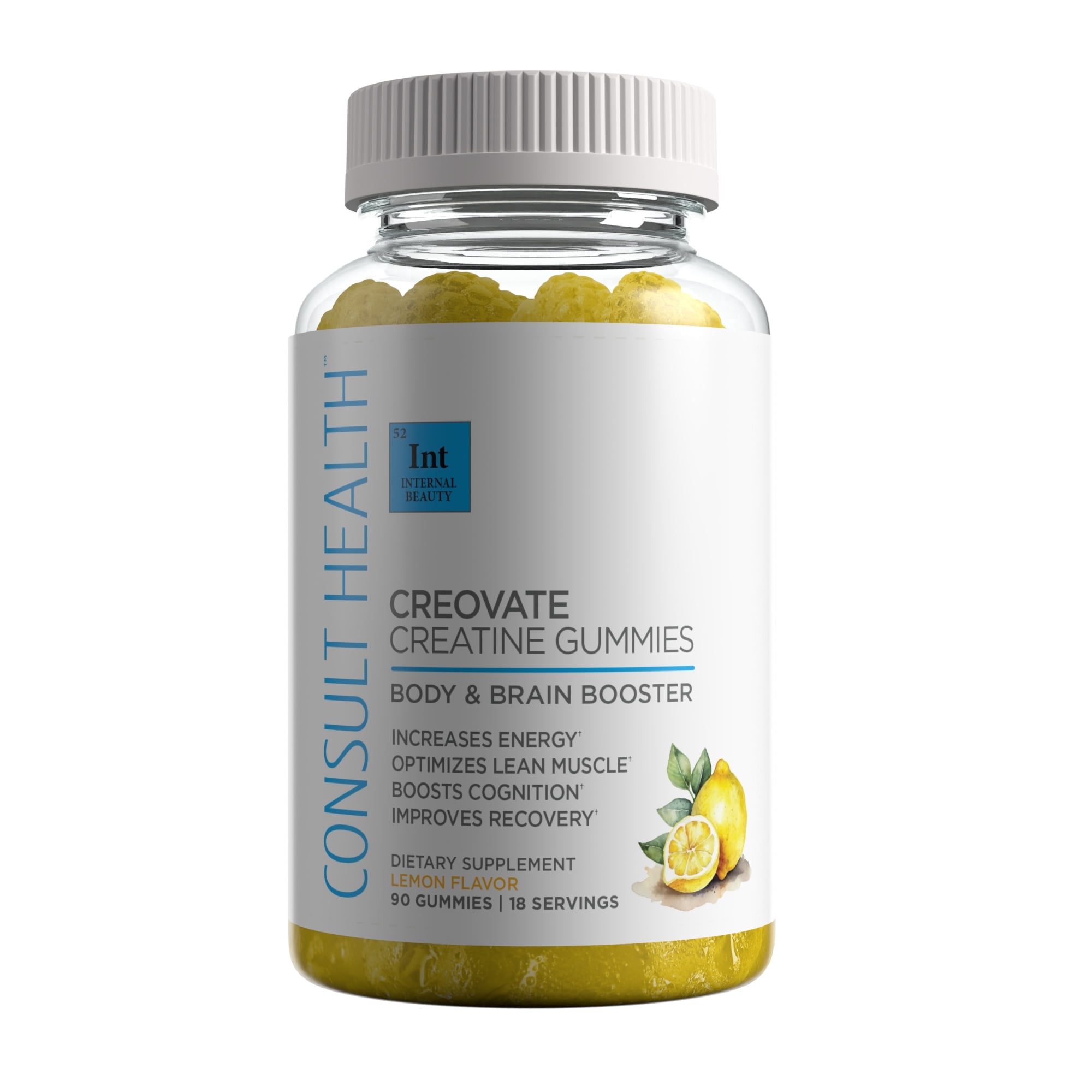 90ct CREOVATE CREATINE GUMMIES BODY & BRAIN BOOSTER - LEMON