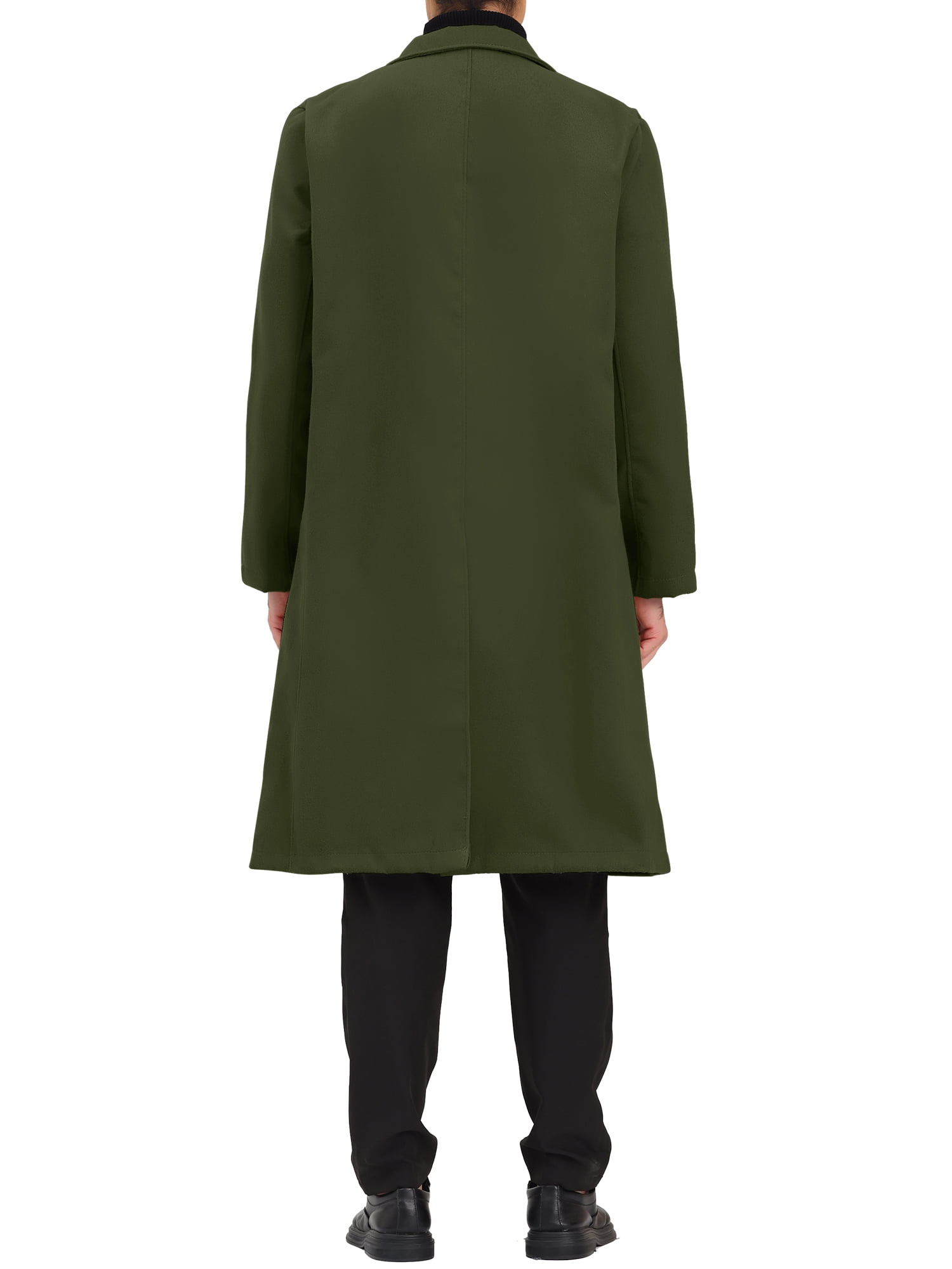 Unique Bargains Men's Overcoat Single Breasted Notched Lapel Long Trench Coat XL Olive Green