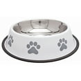 thumbnail image 2 of RUFFIN' IT Fashion Steel Bowl, 64-Ounce, White with Grey Paws, 2 of 2