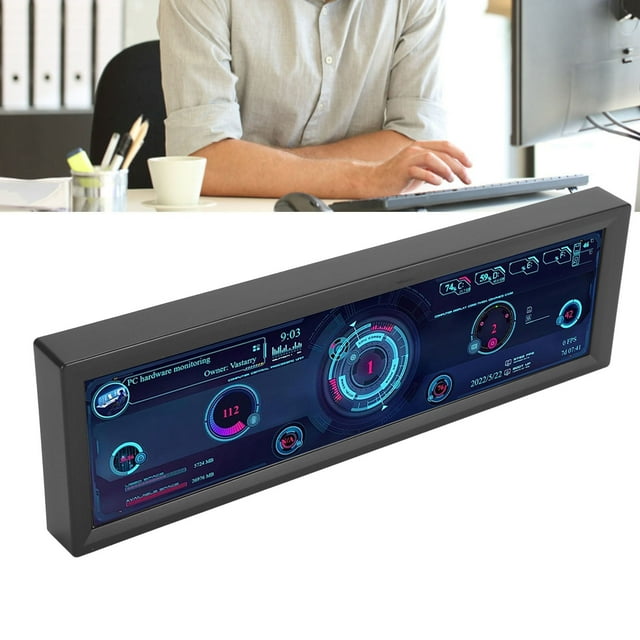 8.8 Inch PC Temperature Display, PC Sensor Panel Display with HD IPS 1920x480 60Hz Resolution, 178 Degree Angle, PC CPU Data Secondary Display for RPi for Linuxs for Wins