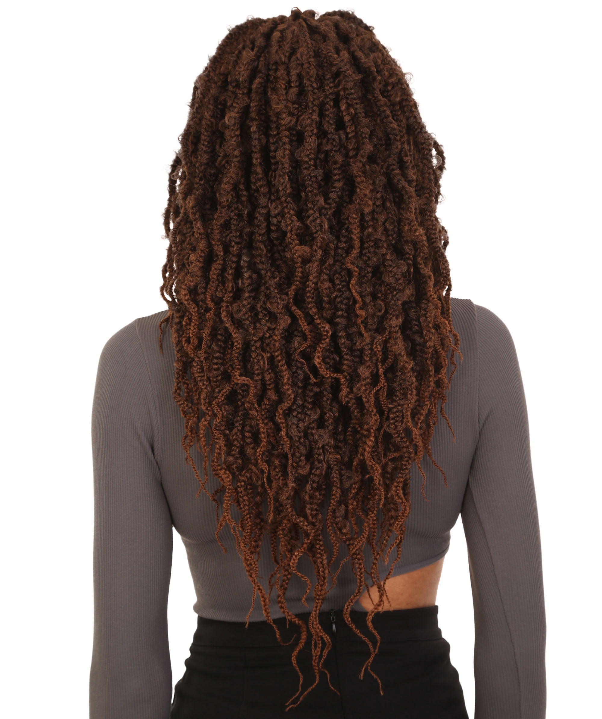LUXLUXE Minia Curly Braid 27 inch Long 4X4 Hand Tied Lace Braid Braided Wig, Beauty Heat Resistant Fiber BLB-0155 (Black to Copper Blonde blend)