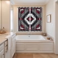 thumbnail image 3 of Boho Red Grey Kitchen Curtains 84 Inch Length, Geometric Southwestern Retro Ethnic Grommet Top Bedroom Living Room Curtains, Light Filtering Cafe Curtain Drapes 2 Panels Set 104''x84'', 3 of 9