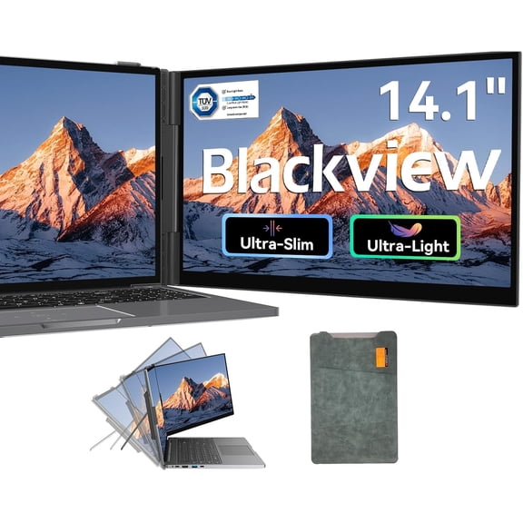 Blackview Laptop Screen Extender 14", 1080P FHD IPS Portable Monitor for Laptop 13-17", 1.3lbs Ultra-Light & 0.17" Ultra-Slim, Travel Dual Monitor, Plug & Play for Windows/Mac/Android/Switch