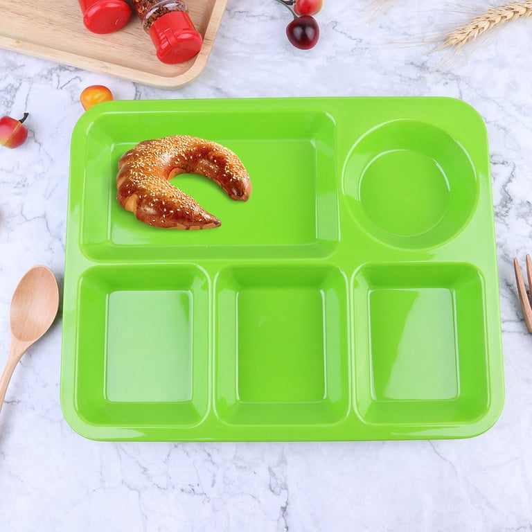 Rectangle Thicken Tableware School Lunch Tray Divided Compartments