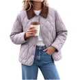 thumbnail image 2 of Xdegoge Quilted Barn Jacket for Women Lightweight Corduroy Collar Button Front Puffer Jacket Fall Winter Casual Outerwear with Pockets Purple L, 2 of 9