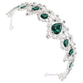 thumbnail image 5 of Qiysamall Royal Crystal Tiara Wedding Crown Headpieces Bridal Hair Accessories (Silver Base, Green), 5 of 7