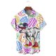 thumbnail image 2 of Camisas Hombre Vestir Camiseta de manga corta con botón de solapa y estampado 3D Digital para hombre, moda de Pascua, verano, playa, informal (White, XXL), 2 of 6