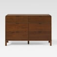 thumbnail image 3 of Walker Edison Modern Solid Wood Curved Edge 6-Drawer Dresser - Brown, 3 of 14
